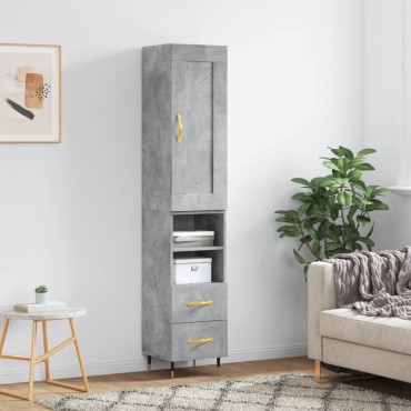 vidaXL Ντουλάπι Γκρι Σκυροδέματος 34,5x34x180cm Επεξεργασμένο Ξύλο 1 τεμ.