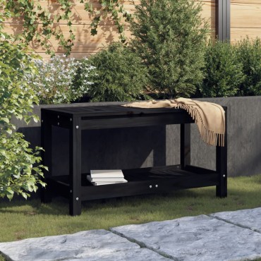 vidaXL Παγκάκι Κήπου Μαύρο 82,5x35x45cm από Μασίφ Ξύλο Πεύκου 1 τεμ.