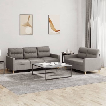 vidaXL Πολυθρόνες Σετ 2 τεμ. Taupe από Ύφασμα με Μαξιλάρια 138x77x80cm  Διθέσιος Τριθέσιος