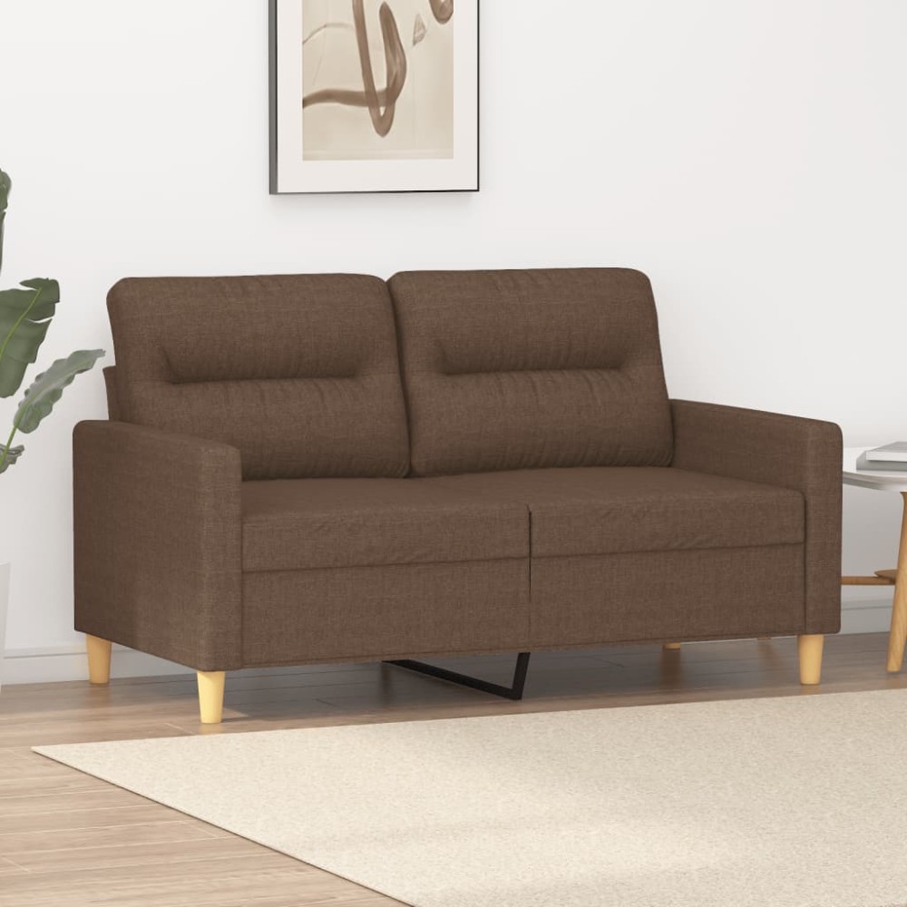 vidaXL Καναπές Διθέσιος Καφέ Υφασμάτινος 138x77x80cm 1 τεμ.