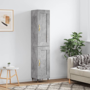 vidaXL Ντουλάπι Γκρι Σκυροδέματος 34,5x34x180cm Επεξεργασμένο Ξύλο 1 τεμ.