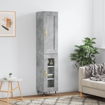 vidaXL Ντουλάπι Γκρι Σκυροδέματος 34,5x34x180cm Επεξεργασμένο Ξύλο 1 τεμ.