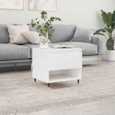 vidaXL Τραπεζάκι Σαλονιού Γυαλιστ. Λευκό 50x46x50cm Επεξεργ. Ξύλο 1 τεμ.