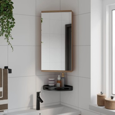 vidaXL Ντουλάπα Καθρέφτης Μπάνιου Γωνιακή Δρυς 30x24x60cm 1 τεμ.