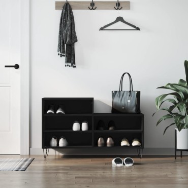 vidaXL Παπουτσοθήκη Μαύρο 102x36x60cm από Επεξεργασμένο Ξύλο