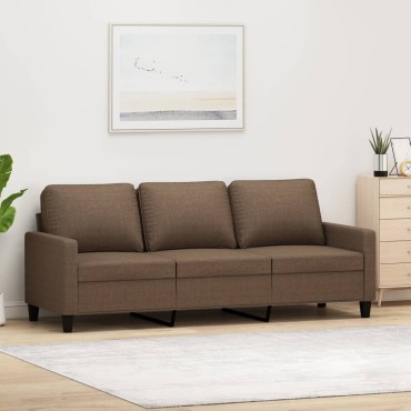 vidaXL Καναπές Τριθέσιος Καφέ Υφασμάτινος 198x77x80cm 1 τεμ.