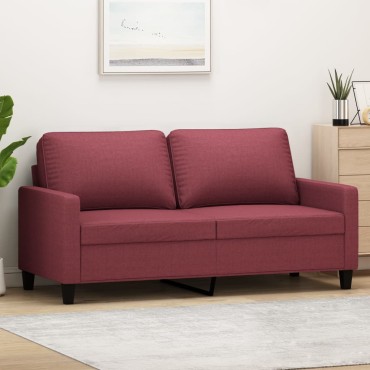 vidaXL Καναπές Διθέσιος Μπορντό Υφασμάτινος 158x77x80cm 1 τεμ.
