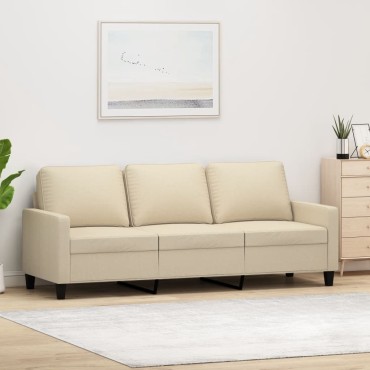 vidaXL Καναπές Τριθέσιος Κρεμ Υφασμάτινος 198x77x80cm 1 τεμ.