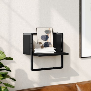 vidaXL Ράφι Τοίχου με Μπάρα Μαύρο 30x25x30cm 1 τεμ.