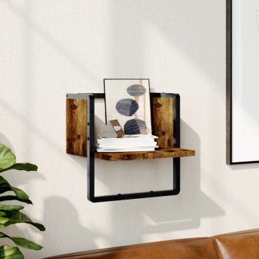 vidaXL Ράφι Τοίχου με Μπάρα Καπνιστή Δρυς 30x25x30cm 1 τεμ.