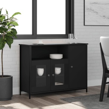 vidaXL Μπουφές Μαύρος 100x35x75cm από Επεξεργασμένο Ξύλο 1 τεμ.