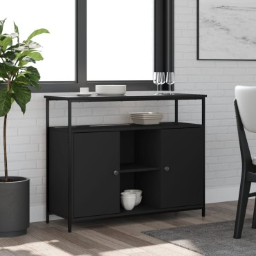 vidaXL Μπουφές Μαύρος 100x35x80cm από Επεξεργασμένο Ξύλο 1 τεμ.