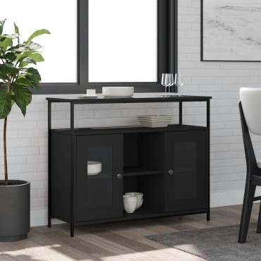 vidaXL Μπουφές Μαύρος 100x35x80cm από Επεξεργασμένο Ξύλο 1 τεμ.
