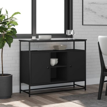 vidaXL Μπουφές Μαύρος 100x35x80cm από Επεξεργασμένο Ξύλο 1 τεμ.