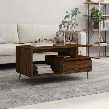 vidaXL Τραπεζάκι Σαλονιού Καφέ Δρυς 90x49x45cm Επεξεργασμ. Ξύλο 1 τεμ.