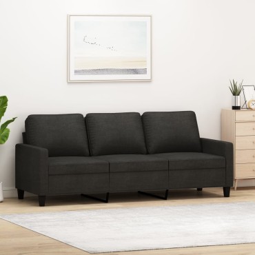 vidaXL Καναπές Τριθέσιος Μαύρος Υφασμάτινος 198x77x80cm 1 τεμ.