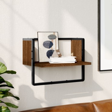 vidaXL Ράφι Τοίχου με Μπάρα Καφέ Δρυς 40x25x30cm 1 τεμ.