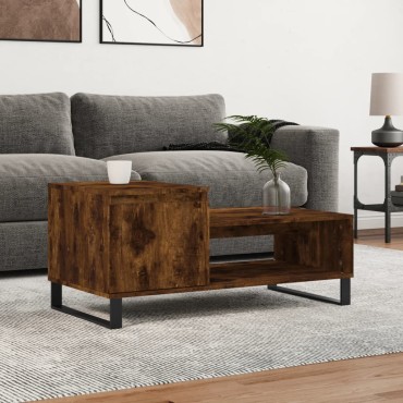 vidaXL Τραπεζάκι Σαλονιού Καπνιστή Δρυς 100x50x45cm Επεξεργασμ. Ξύλο 1 τεμ.