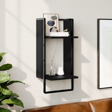 vidaXL Ράφι Τοίχου με Μπάρα Μαύρο 30x25x65cm 1 τεμ.