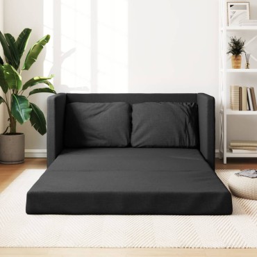vidaXL Καναπές-Κρεβάτι Δαπέδου 2 σε 1 Μαύρος 112x174x55cm Ύφασμα 1 τεμ. Γωνιακός