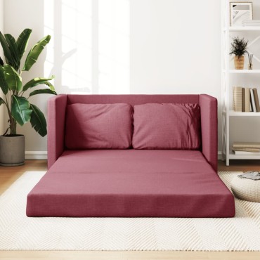 vidaXL Καναπές-Κρεβάτι Δαπέδου 2 σε 1 Μπορντό 112x174x55cm Ύφασμα 1 τεμ. Γωνιακός