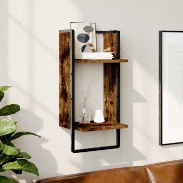 vidaXL Ράφι Τοίχου με Μπάρα Καπνιστή Δρυς 30x25x65cm 1 τεμ.