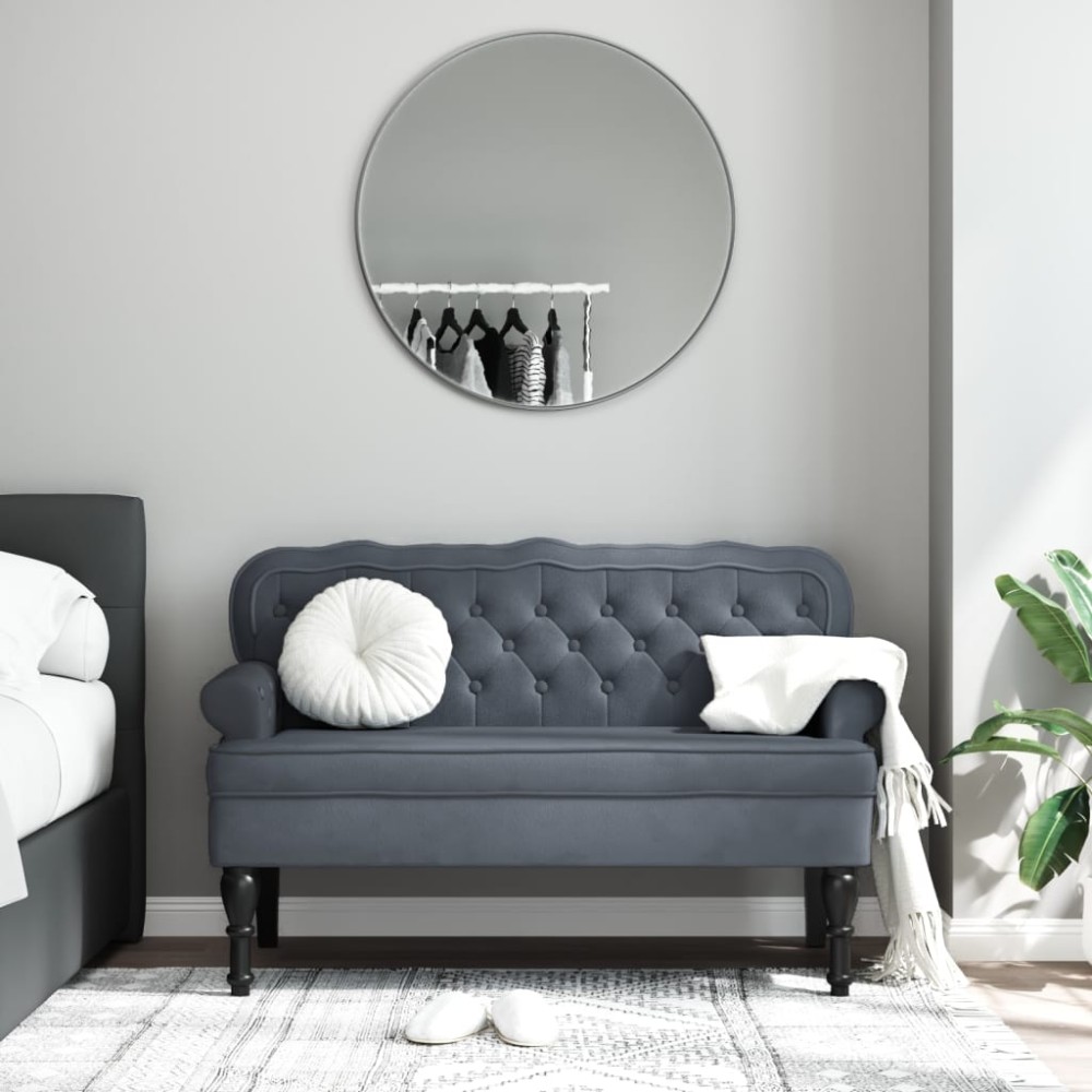 vidaXL Παγκάκι με Πλάτη Σκούρο Γκρι 119,5x64,5x75cm Βελούδινο