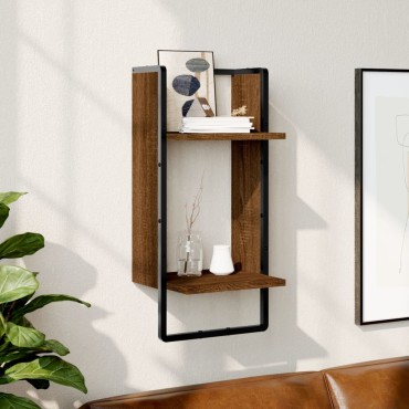 vidaXL Ράφι Τοίχου με Μπάρα Καφέ Δρυς 30x25x65cm 1 τεμ.