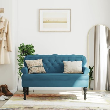 vidaXL Παγκάκι με Πλάτη Μπλε 119,5x64,5x75cm Βελούδινο