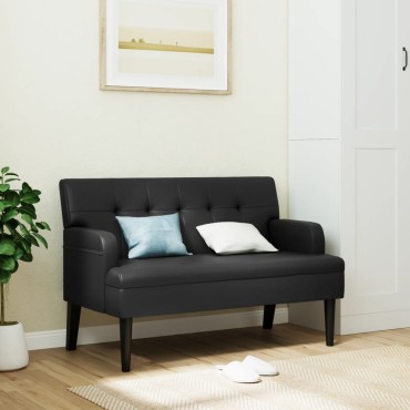 vidaXL Παγκάκι με Πλάτη Μαύρο 112x65,5x75cm από Συνθετικό Δέρμα