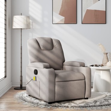 vidaXL Πολυθρόνα Μασάζ Ανακλινόμενη Taupe Υφασμάτινη 74x88x97cm 1 τεμ.