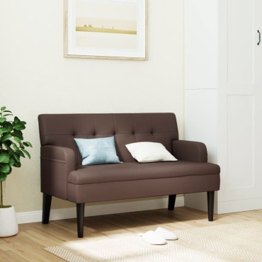 vidaXL Παγκάκι με Πλάτη Καφέ 112x65,5x75cm από Συνθετικό Δέρμα