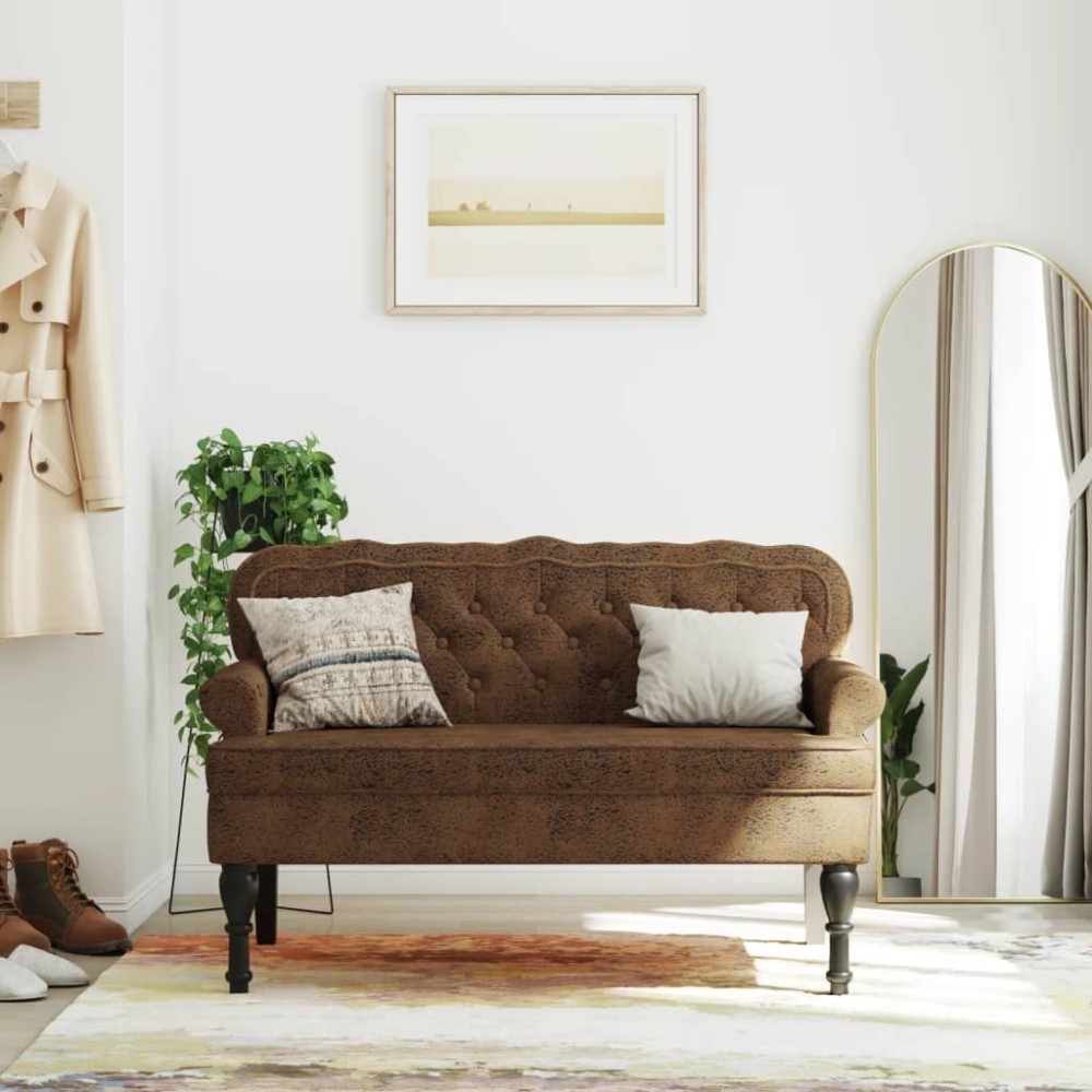 vidaXL Παγκάκι με Πλάτη Καφέ 119,5x64,5x75cm από Συνθετικό Καστόρι