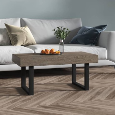 vidaXL Τραπεζάκι Σαλονιού Γκρι/Μαύρο 90x45x40cm από MDF/Σίδερο 1 τεμ.