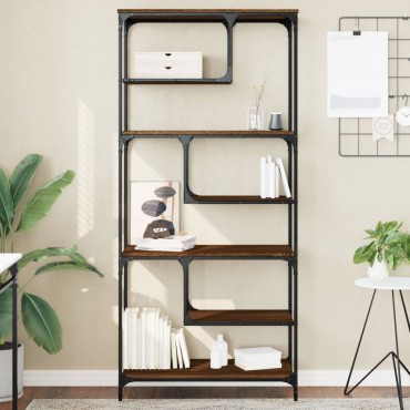vidaXL Βιβλιοθήκη καφέ δρυς 81x36x176cm από Επεξεργασμένο Ξύλο 1 τεμ.