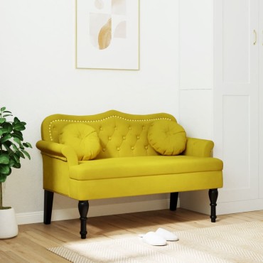 vidaXL Παγκάκι με Μαξιλάρια Κίτρινο 120,5x65x75cm Βελούδινο