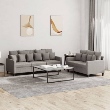 vidaXL Πολυθρόνες Σετ 2 τεμ. Taupe από Ύφασμα με Μαξιλάρια 138x77x80cm  Διθέσιος Τριθέσιος