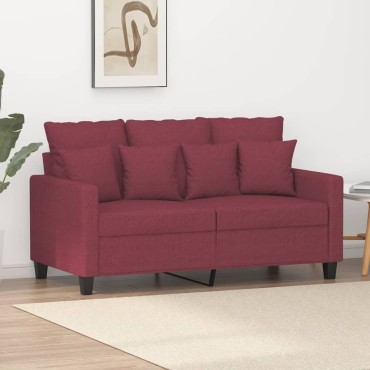 vidaXL Καναπές Διθέσιος Μπορντό Υφασμάτινος 138x77x80cm 1 τεμ.