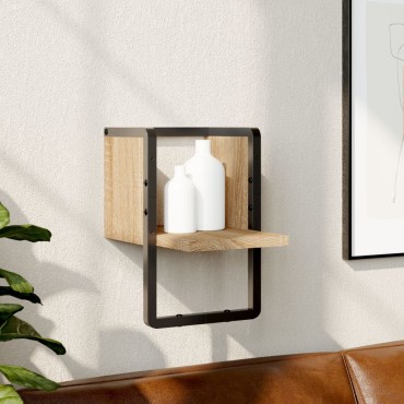 vidaXL Ράφι Τοίχου με Μπάρα Sonoma Δρυς 20x25x30cm 1 τεμ.