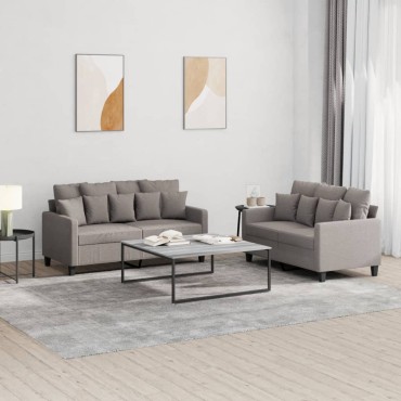 vidaXL Πολυθρόνες Σετ 2 τεμ. Taupe από Ύφασμα με Μαξιλάρια 138x77x80cm  Διθέσιος
