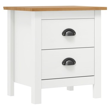 vidaXL Κομοδίνο Hill Λευκό 46x35x49,5cm από Μασίφ Ξύλο Πεύκου 1 τεμ.