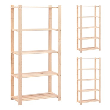 vidaXL Ραφιέρες 5 Επιπέδων 3 τεμ 250 κ 80x38x170 εκ Μασίφ Ξύλο Πεύκου