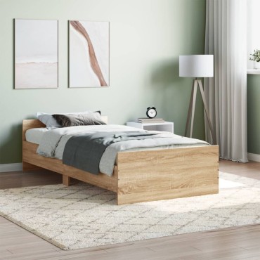 vidaXL Πλαίσιο Κρεβ. Χωρ. Στρώμα Sonoma Δρυς 90x200cm Επεξ. Ξύλο 1 τεμ. - Μονό