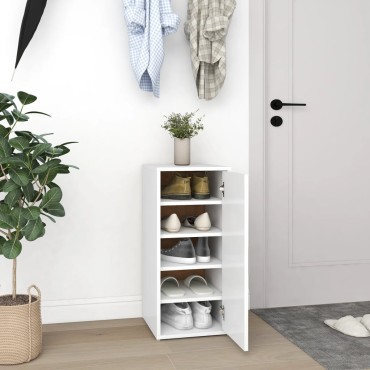 vidaXL Παπουτσοθήκη Λευκή 32x35x70cm από Επεξ. Ξύλο