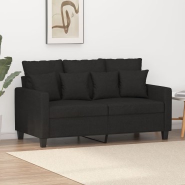 vidaXL Καναπές Διθέσιος Μαύρο Υφασμάτινος 138x77x80cm 1 τεμ.