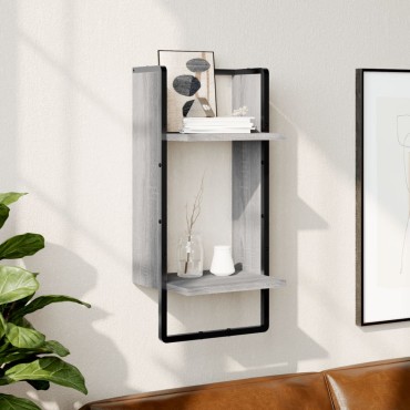 vidaXL Ράφι Τοίχου με Μπάρα Γκρι Sonoma 30x25x65cm 1 τεμ.