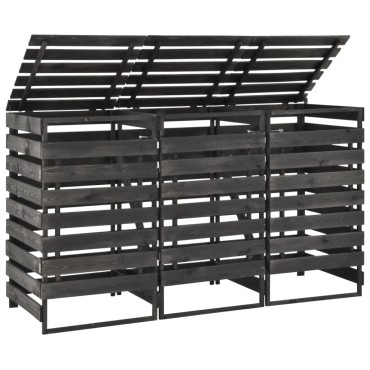 vidaXL Πλαίσιο Τριπλό για Κάδους 210x75x121 εκ. Βαμμένο Μασίφ Πεύκο