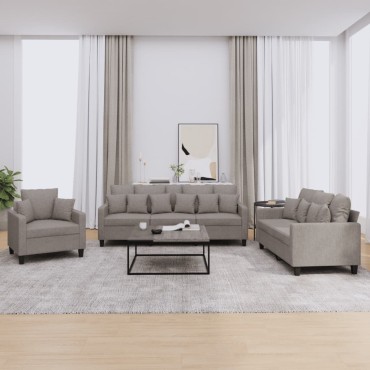 vidaXL Σετ Σαλονιού 3 τεμ. Taupe από Ύφασμα 78x77x80cm  Διθέσιος Τριθέσιος