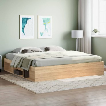 vidaXL Πλαίσιο Κρεβατιού Sonoma Δρυς 200x200cm 1 τεμ. - Διπλό