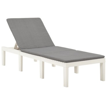 vidaXL Ξαπλώστρα Λευκή Πλαστική με Μαξιλάρι 195x65x32cm 1 τεμ.